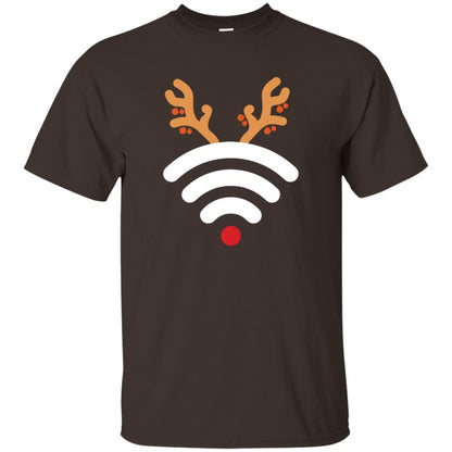 Wifi Signal Symbol Icon Reindeer X-mas Gift Shirt Dark Chocolate
