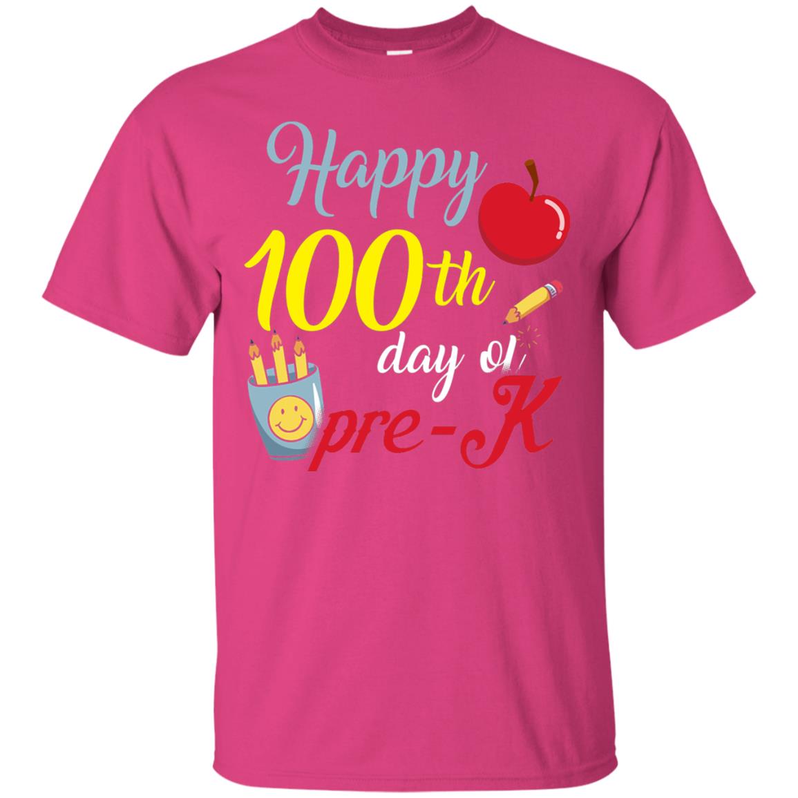 Kindergarter T-shirt Happy 100th Day Of Pre-k Heliconia