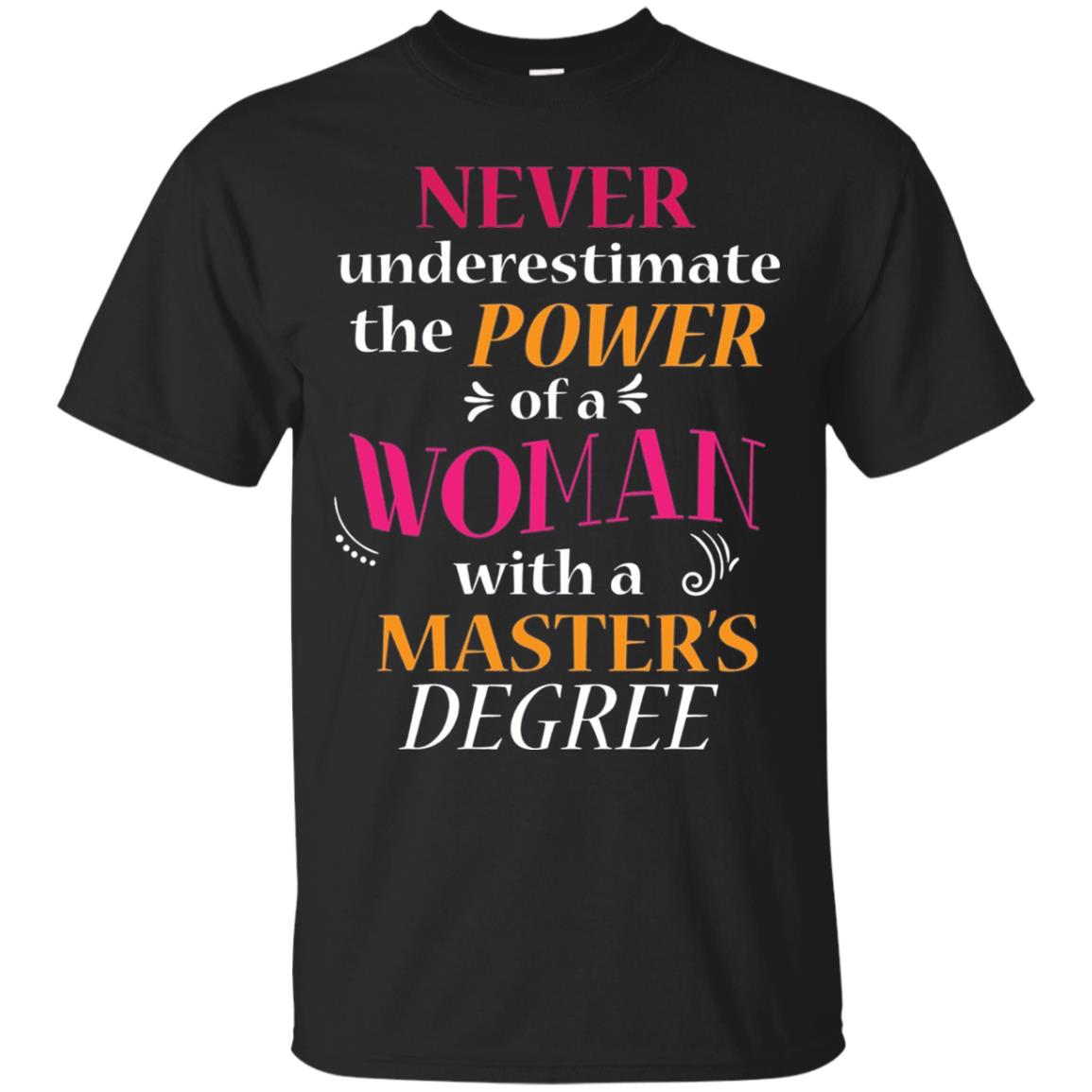 Funny Masters Degree T-shirt Never Underestimate The Power Black