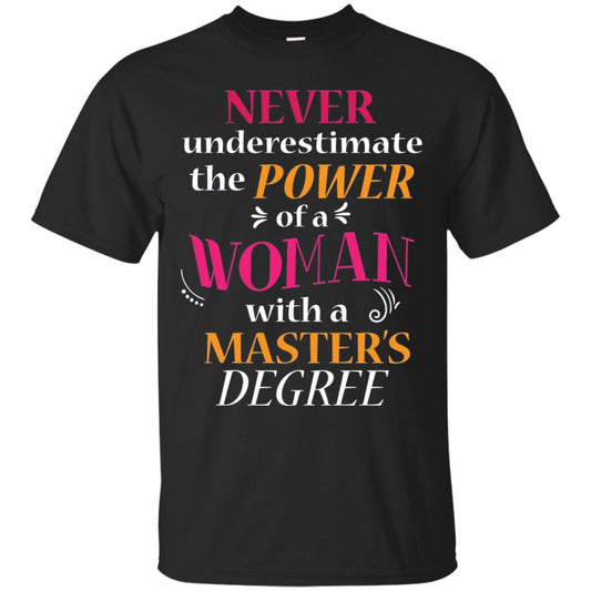Funny Masters Degree T-shirt Never Underestimate The Power Black