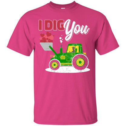 Farmer Valentines Day T-shirt Farm Tractor I Dig You Heliconia