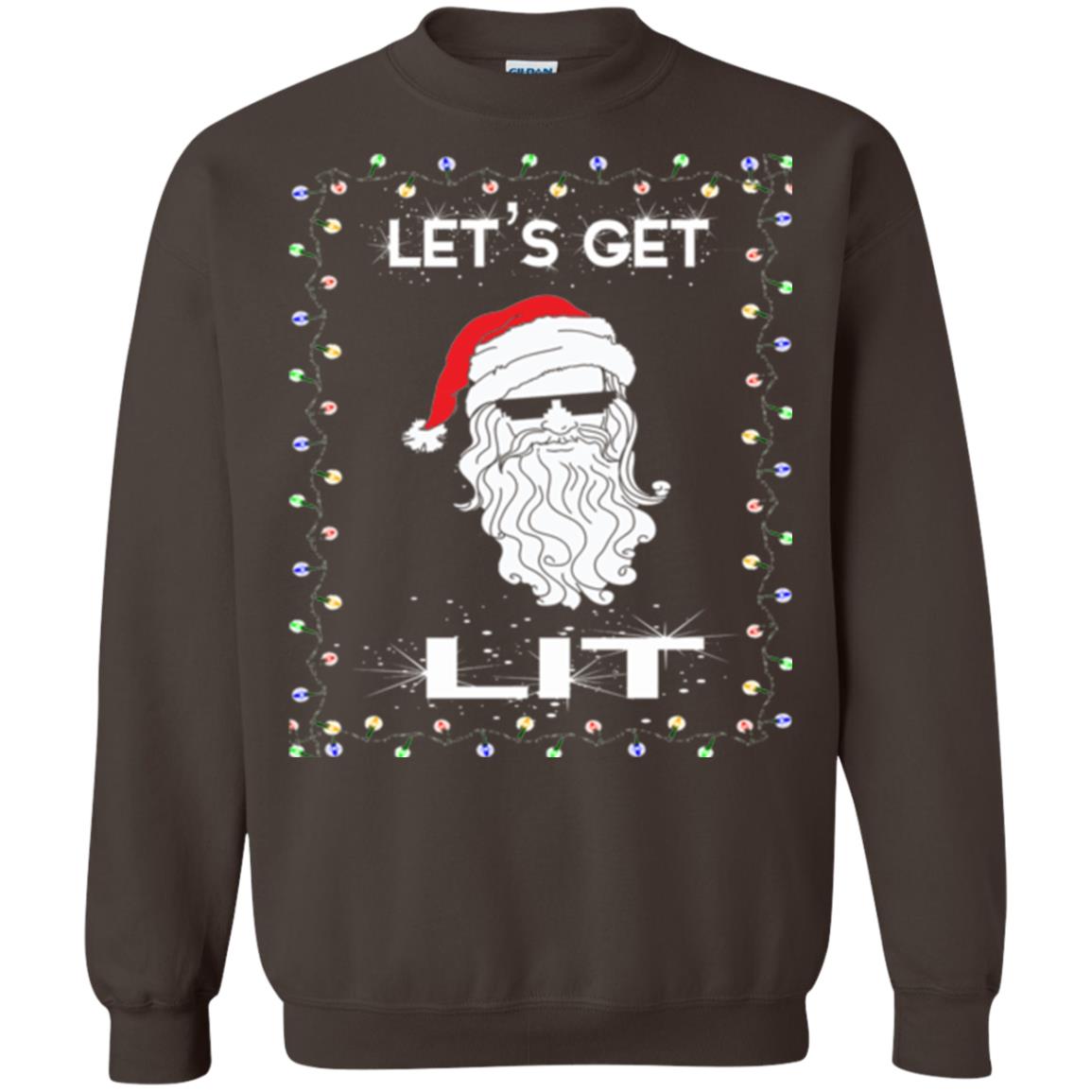 Christmas T-shirt Let_s Get Lit Dark Chocolate