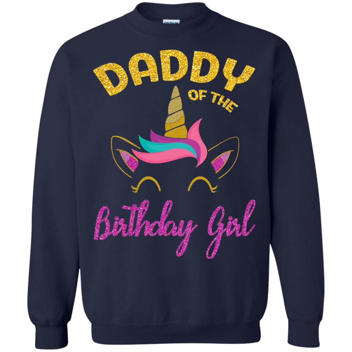 Daddy Mommy Of The Unicorn Birthday Girl T-shirt Navy