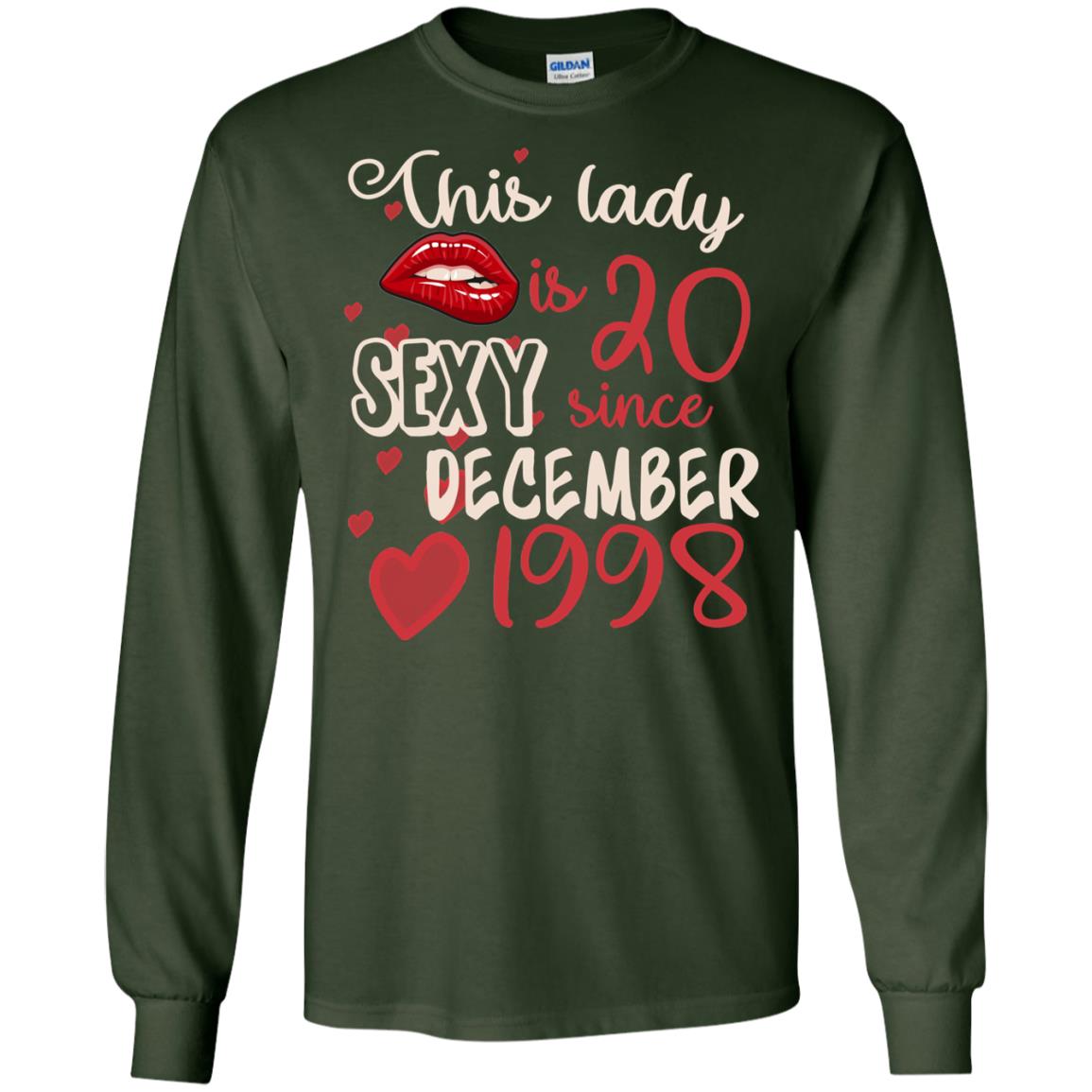 This Lady Is 20 Sexy Since December 1998 20th Birthday Shirt For December Womens Forest Green