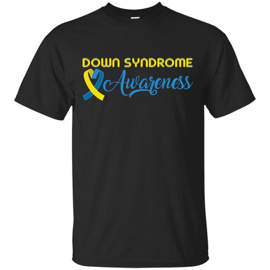 Yellow And Blue Ribbons Down Syndrome Awareness T-shirt Black