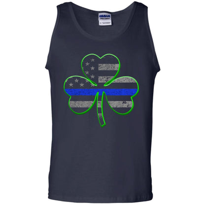 Thin Blue Line St Patrick_s Day Clover T-shirt Navy