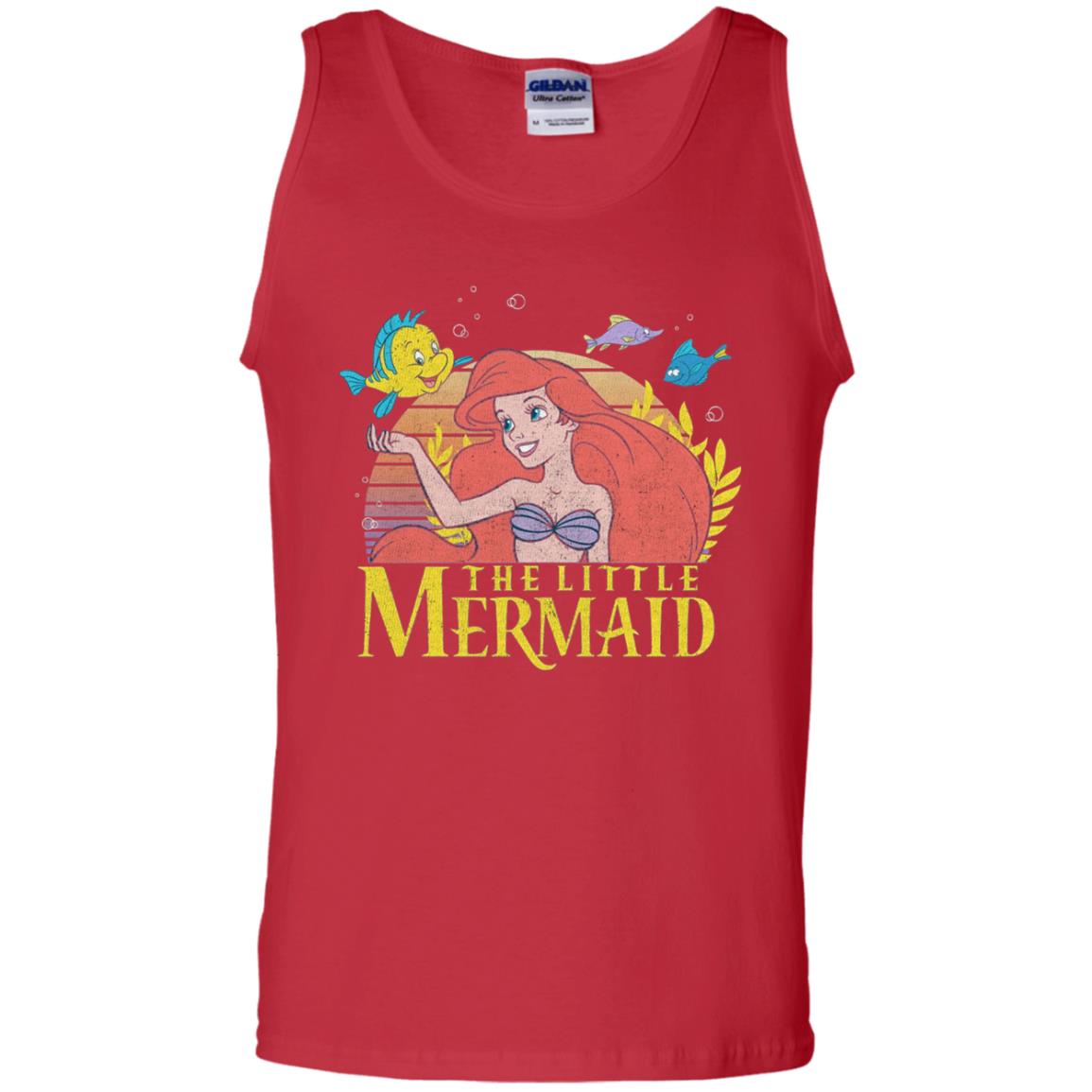Cartoon T-shirt Mermaid Ariel Flounder Red