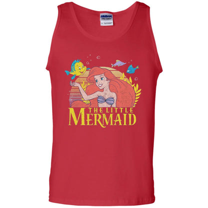 Cartoon T-shirt Mermaid Ariel Flounder Red