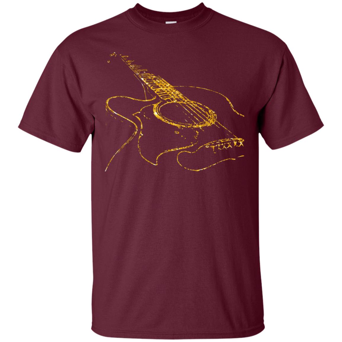 Guitar Gold Guitarist Gift Shirt For Mens Or Womens Maroon
