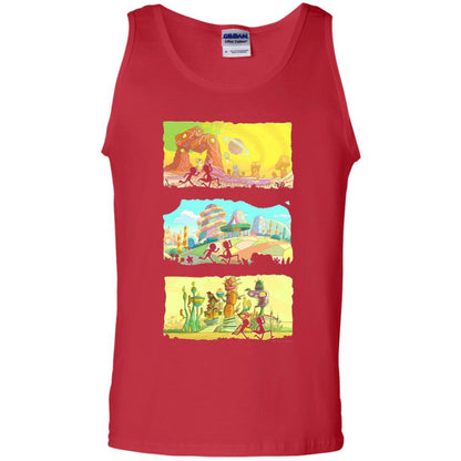 Movie T-Shirt Running Silhouettes On Alien Land Red