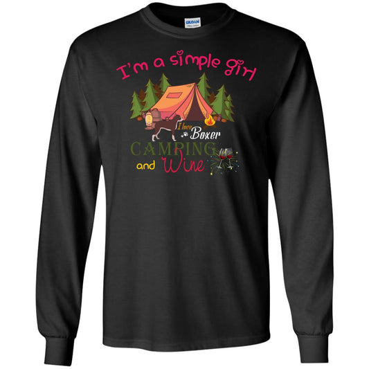 I’m A Simple Girl I Love Boxer Dog Camping And Wine Shirt Black