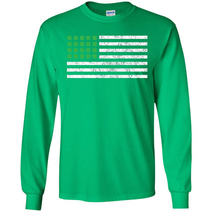 Usa Flag With Irish Shamrock St Patricks Day T-shirt Irish Green