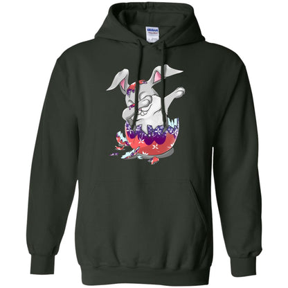 Funny Dabbing Bunny T-shirt For Kids Easter Gift Forest Green