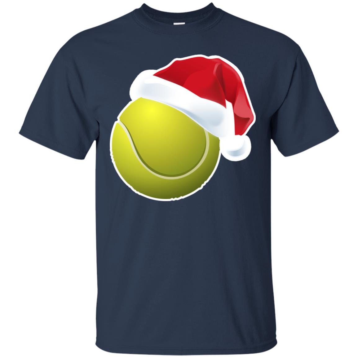 Tennis With Santa Claus Hat X-mas Shirt For Tennis Lovers Navy