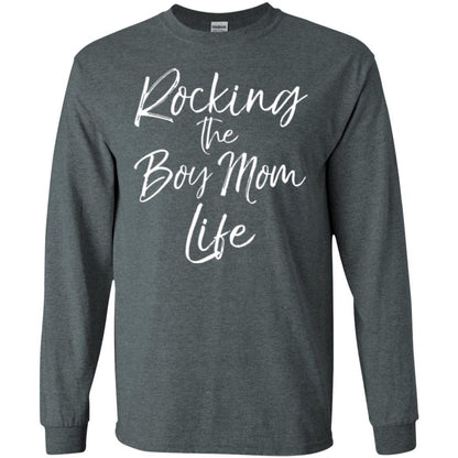 Mommy T-shirt Rocking The Boy Mom Life Dark Heather