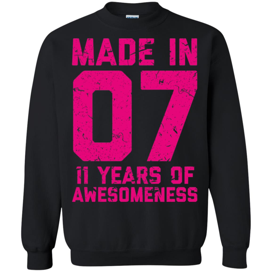 Made In 07 Age 11 Eleven Years Of Awesomeness T-shirt Black