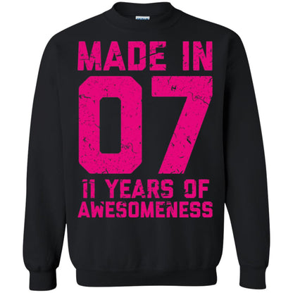 Made In 07 Age 11 Eleven Years Of Awesomeness T-shirt Black