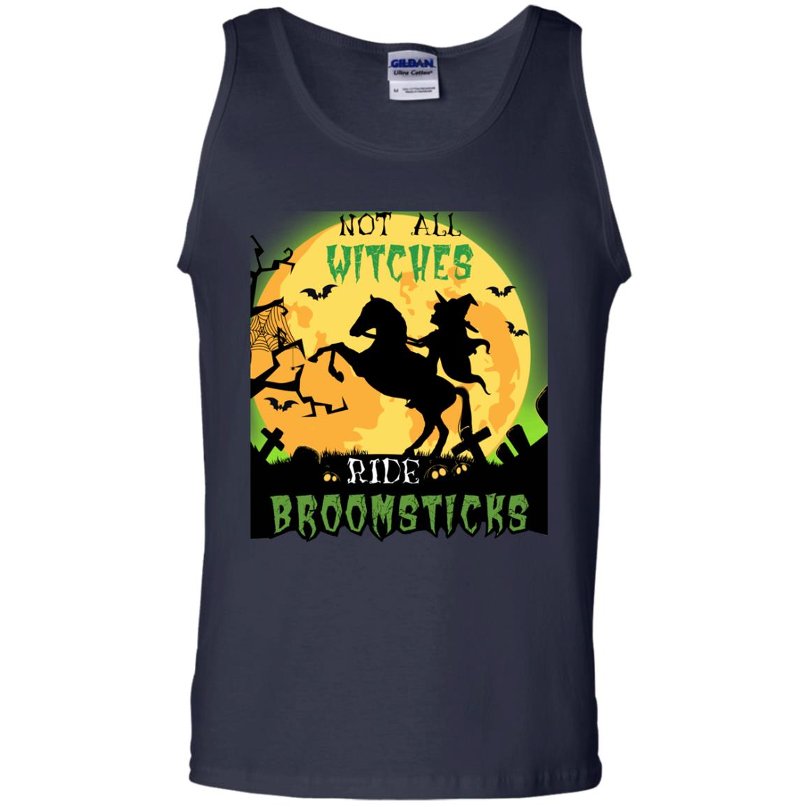 Not All Witches Ride Broomsticks Witches Ride A Horse Funny Halloween Shirt Navy