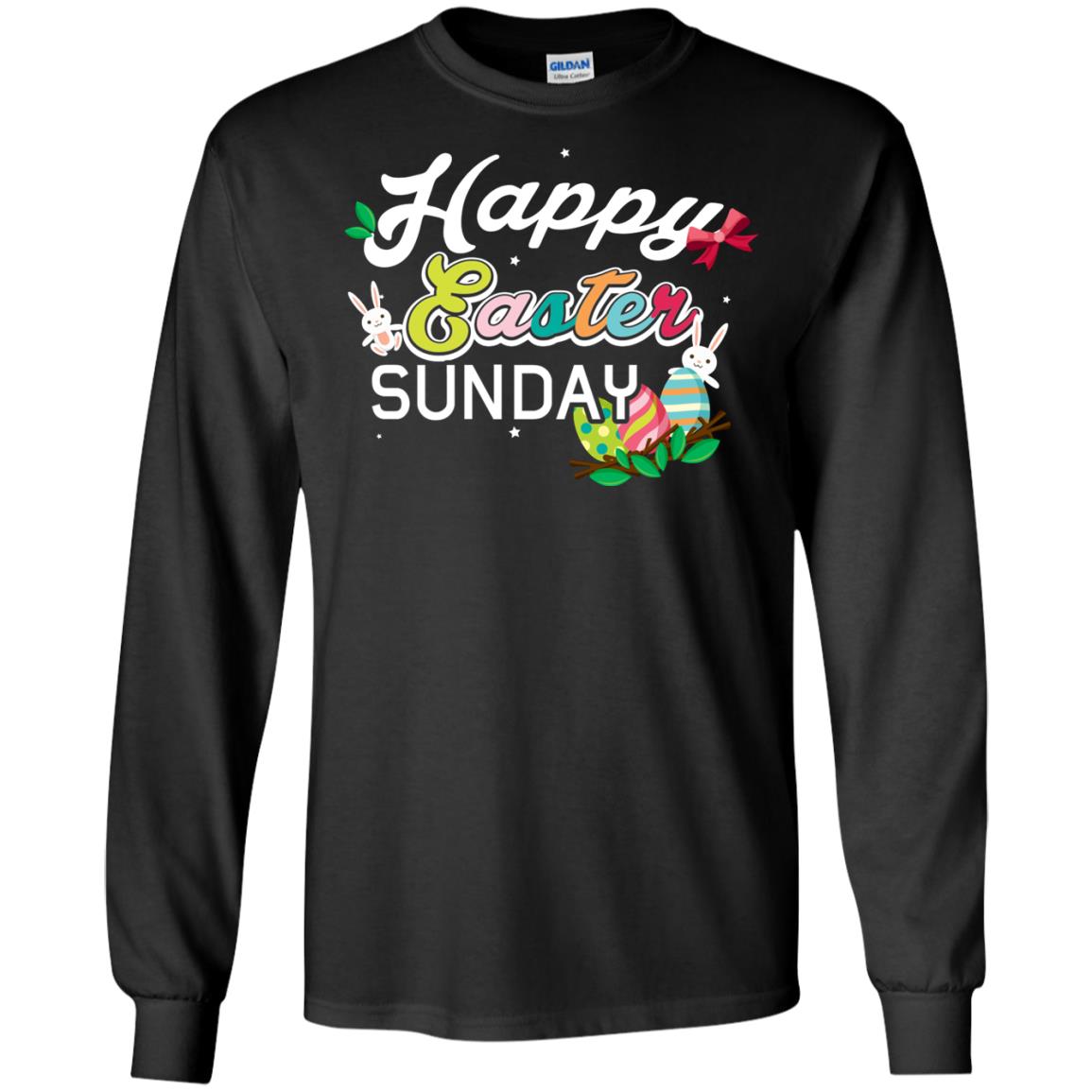 Christian T-shirt Happy Easter Sunday Black