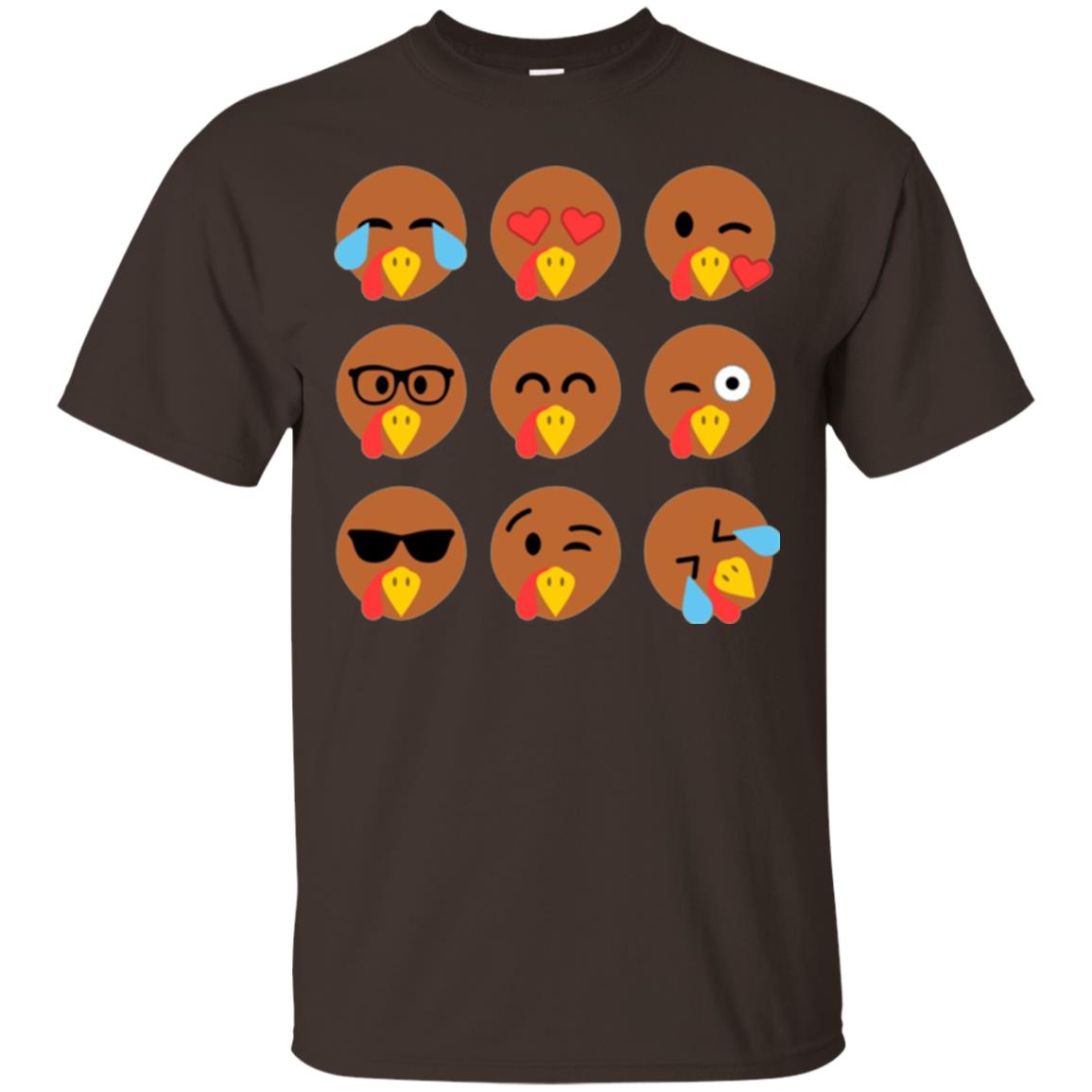Thanksgiving T-shirt Turkey Emojis Dark Chocolate