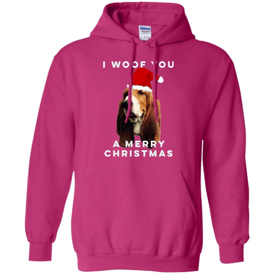 Basset Hound T-shirt I Woof You A Merry Christmas Heliconia