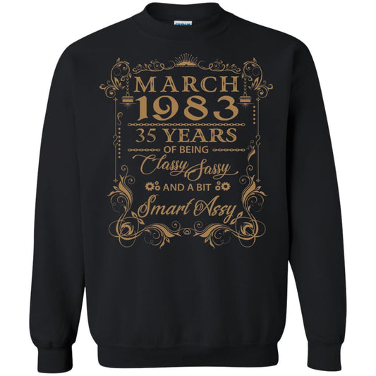 March 1983 35 Years Of Being Classy 35th Birthday T-shirt Black