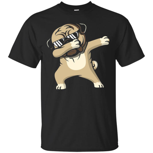 Dog Lover T-shirt Dabbing Pug T-shirt Black
