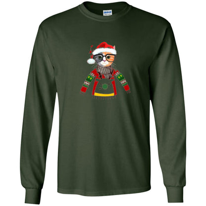 Cat Lovers T-shirt Meowy Christmas Forest Green