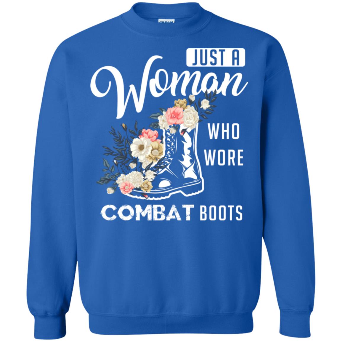 Just A Woman Who More Combat Boots Female Veteran T-shirt Royal