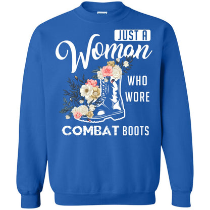 Just A Woman Who More Combat Boots Female Veteran T-shirt Royal