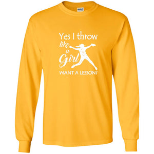 Yes I Throw Like A Girl Softball Gifts Girly Baseball Shirt