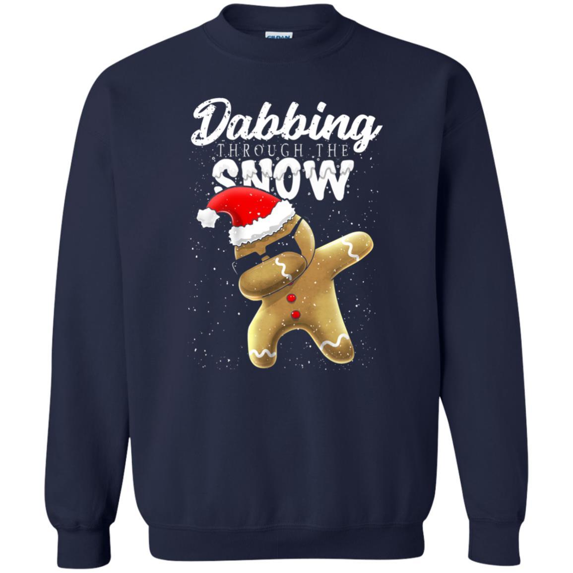 Dabbing Gingerbread T-shirt Dabbing Through The Snow Navy