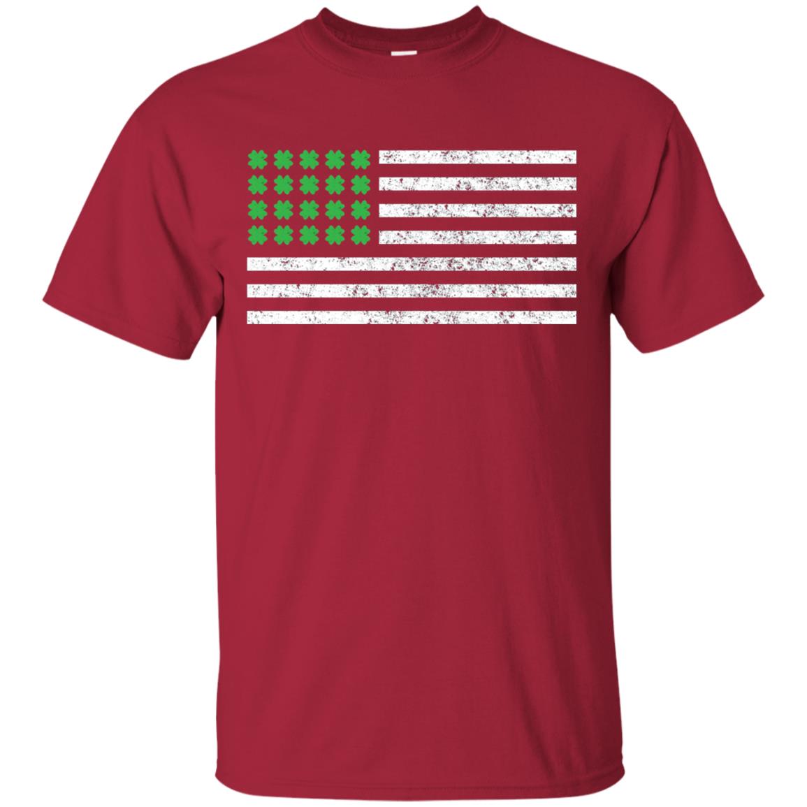 Usa Flag With Irish Shamrock St Patricks Day T-shirt Cardinal