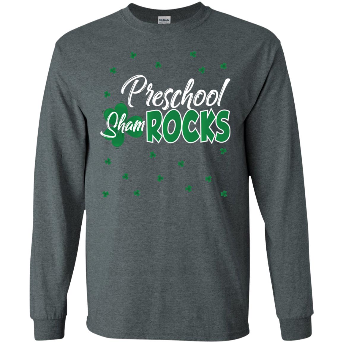 Preschool Shamrocks St. Patrick_s Day School T-shirt Dark Heather