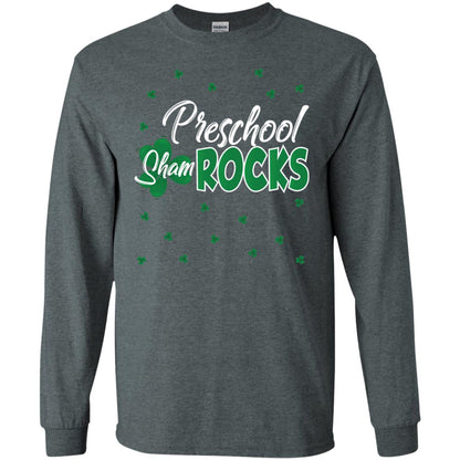 Preschool Shamrocks St. Patrick_s Day School T-shirt Dark Heather