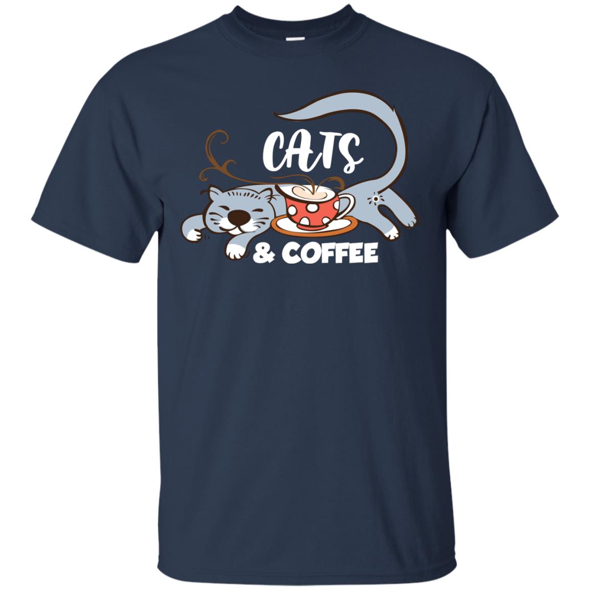 A Good Day Start With Cat And Coffee Cat Lover T-shirt Navy