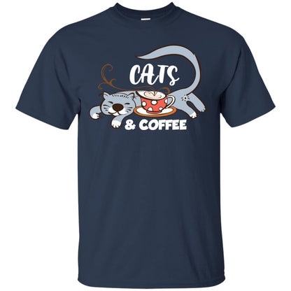 A Good Day Start With Cat And Coffee Cat Lover T-shirt Navy