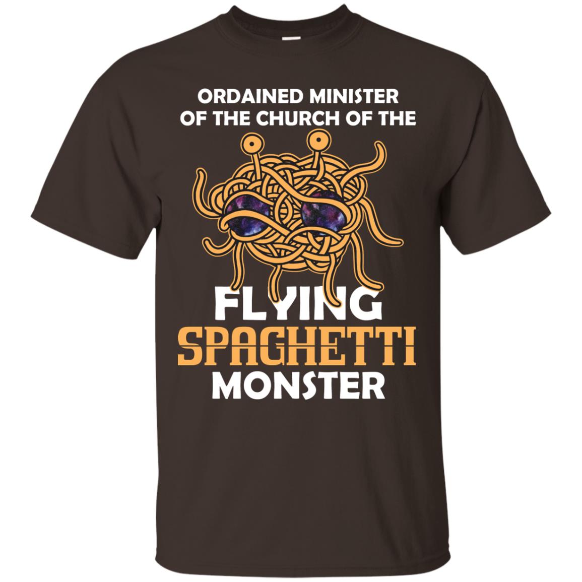Ordained Minister Of The Church Of The Flying Spaghetti Monster Pastafarian T-shirt Dark Chocolate