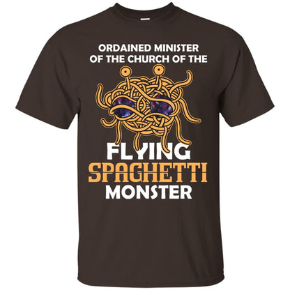 Ordained Minister Of The Church Of The Flying Spaghetti Monster Pastafarian T-shirt Dark Chocolate
