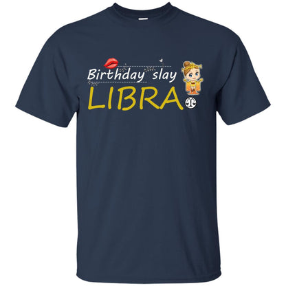 Cute Libra Girl Birthday Lip Slay T-shirt Navy