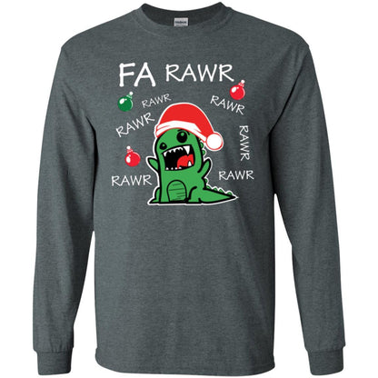 Christmas T-shirt Dinosaur Fa Rawr Dark Heather