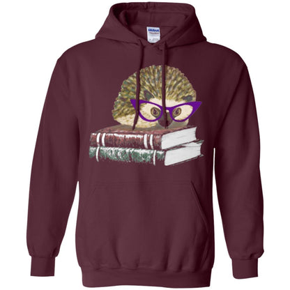Adorable Hedgehog Book Nerd Gift Shirt Maroon