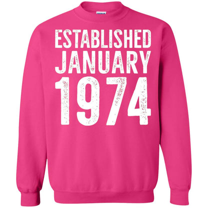 Established January 1974 43rd Birthday T-shirt Heliconia