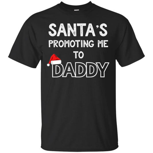 Pregnancy Announcement T-shirt Santa Promoting Me To Daddy Black