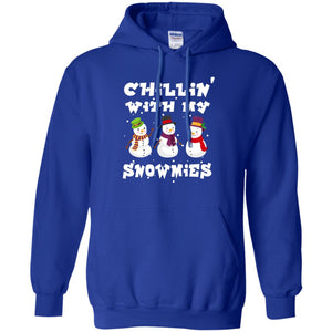 Chillin' With My Snowmie Snowman X-mas Gift Shirt For Mens Womens KidsG185 Gildan Pullover Hoodie 8 oz.