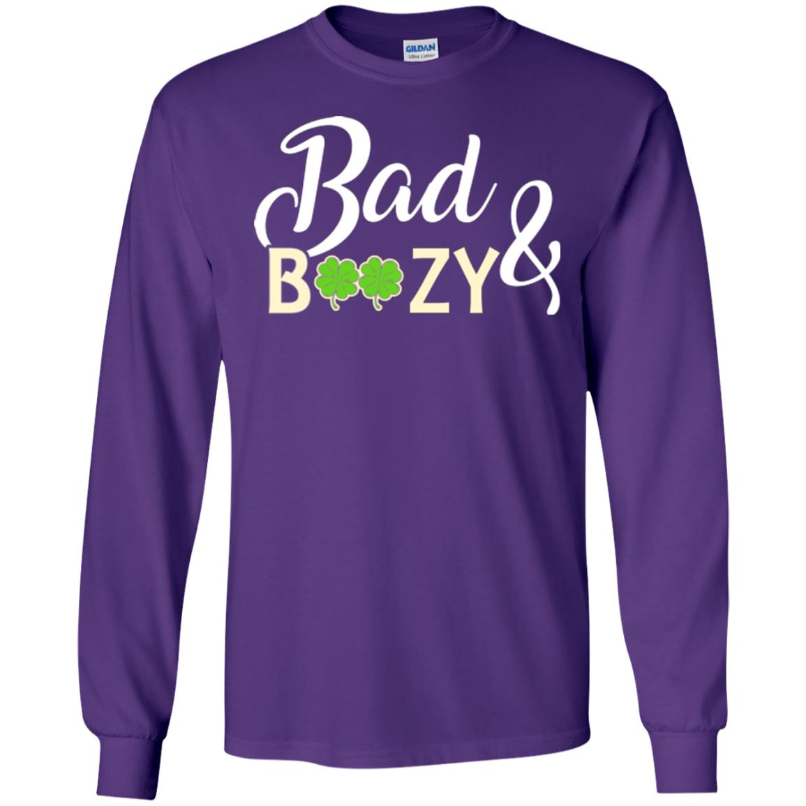 Saint Patrick's Day T-shirt Bad And Boozy Shamrock Purple
