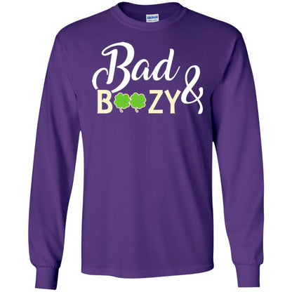 Saint Patrick's Day T-shirt Bad And Boozy Shamrock Purple