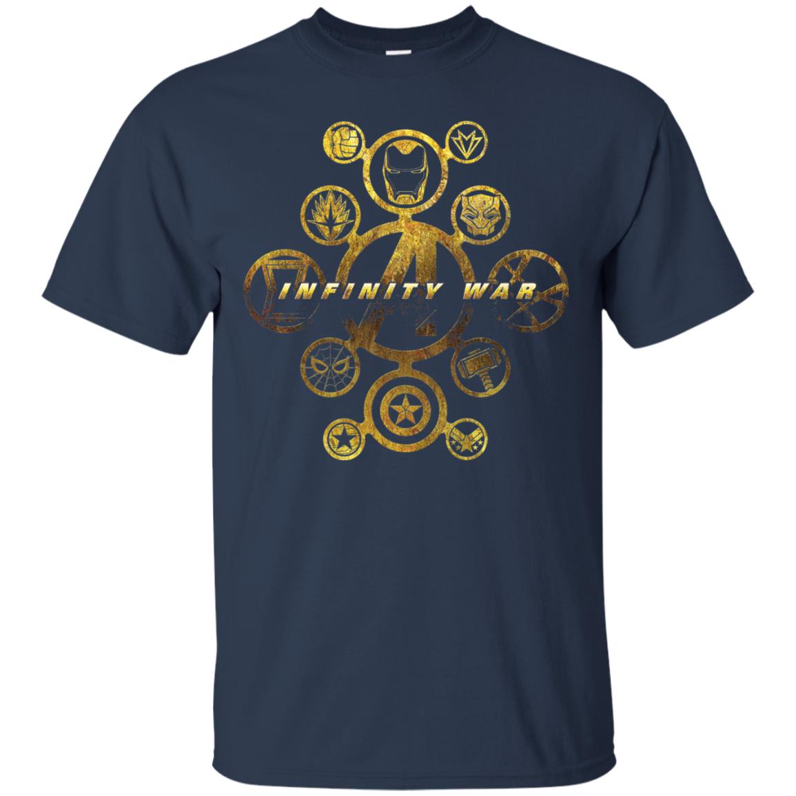 Infinity War Gold Hero Movie T-shirt Navy
