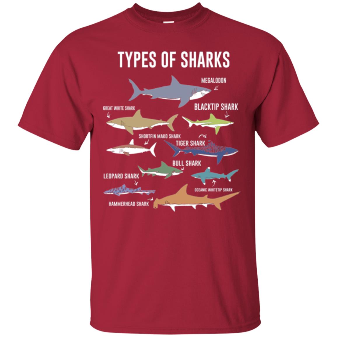 Shark Lovers T-shirt 9 Types Of Sharks Ocean Cardinal