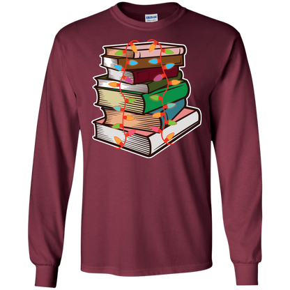 Fairy Lights Christmas Gift T-shirt Book Lover Maroon